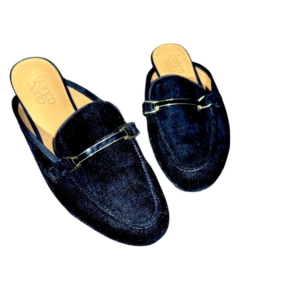 Franco Sarto Black Velvet Mules size 7‎